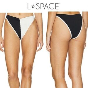 L*SPACE Jada Bikini Bottom in Black & Cream sz L 99$